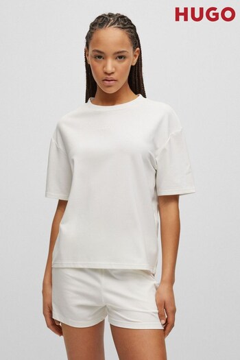 HUGO Logo Loungewear White T-Shirt In Cotton, Modal And Stretch (992455) | £45