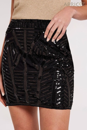 Apricot Black Sequin Bead Placement Skirt (992706) | £35