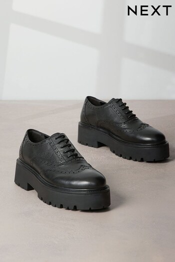Black Signature Leather Chunky Brogue Lace Up Altra Shoes (992982) | £69