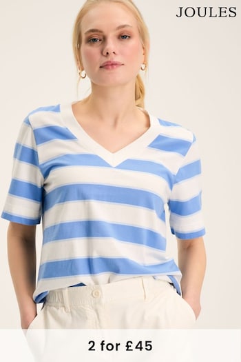Joules Darcey Blue Stripe V-Neck T-Shirt (993483) | £24.95