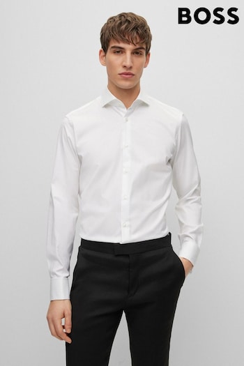 BOSS White Regular Fit Double Cuff Long Sleeve Shirt (993815) | £99