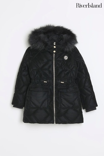 River Island Black Girls Glam Padded Coat (993859) | £48 - £62