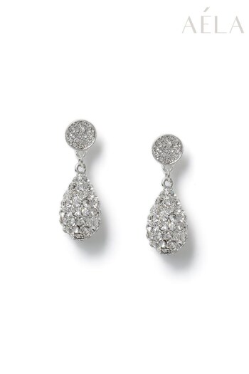 Aela Silver Tone Crystal Pave Pear Drop Earrings (993861) | £12.50