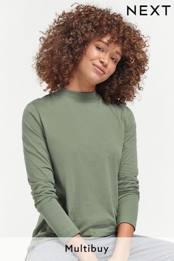 Khaki Green High Neck Long Sleeve Top (993930) | £10