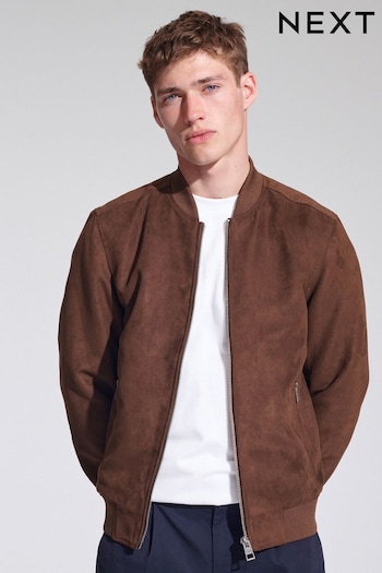 Brown Faux Suede Bomber Jacket (993951) | £65