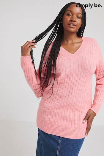 Simply Be Pink Sponge Slouchy V-Neck Tunic (994512) | £26