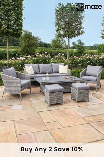 Maze Grey Garden Santorini Sofa Dining Set with Rising Table (995339) | £1,450