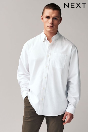 White Relaxed Fit Long Sleeve Oxford Shirt (995434) | £26