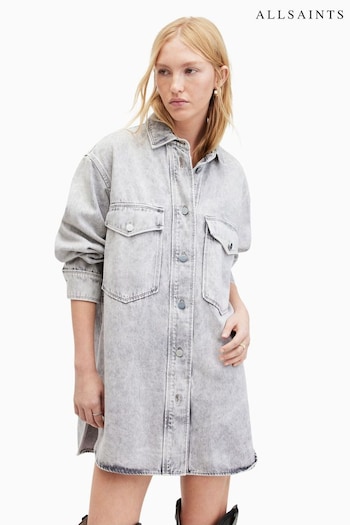AllSaints Grey Lily Shacket Dress (995437) | £139