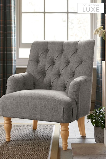 Chunky Weave Mid Grey Collection Luxe Wolton Highback Accent Chair (995515) | £325