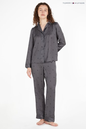 Tommy Hilfiger Purple Monogram Lace Satin Pyjamas Set (995533) | £100