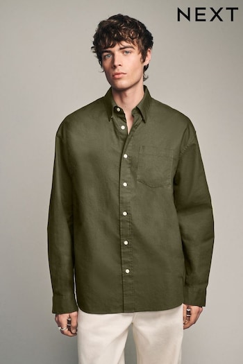 Dark Green Relaxed Fit Long Sleeve Oxford Shirt (995547) | £26