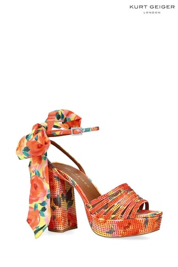 Kurt Geiger London Orange Pierra Ankle Tie Platform Sandals (995793) | £179