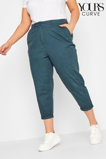 Yours Curve Blue Cropped Length Chino Trousers (995929) | £24