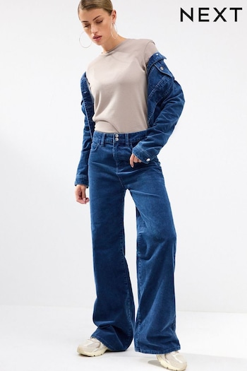 Indigo Blue Corduroy Wide Leg Lacoste Jeans (995973) | £48