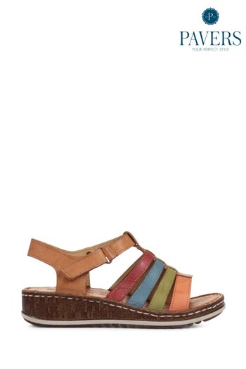 Pavers Leather Brown Sandals (996431) | £40