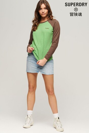 Superdry Green Organic Cotton Vintage Logo Baseball Top (996526) | £27
