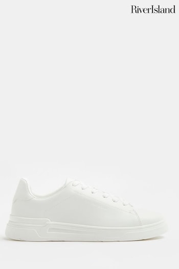 River Island White Lace Up Cupsole Trainers (996827) | £45