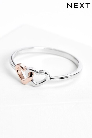Sterling Silver and Rose Gold Plated Interlocking Heart Ring (996913) | £20