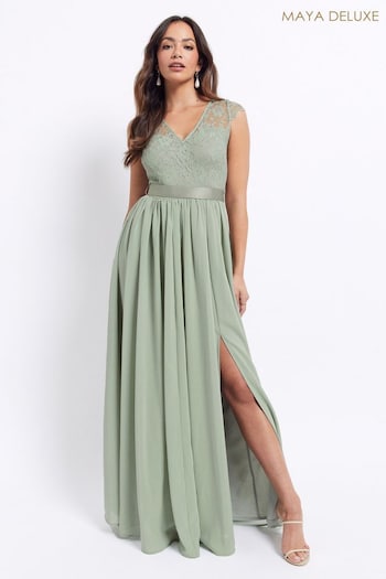 Maya Green Chiffon Lace Bridesmaid Dress (997243) | £85