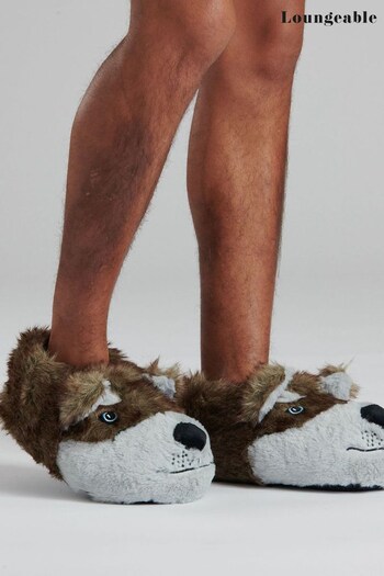 Loungeable Brown Wolf 3D Novelty Slippers (997974) | £24