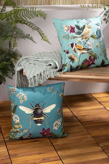 Wylder Nature Blue Midnight Garden Bee Outdoor Cushion (998030) | £18