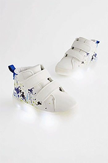 White Splat Touch Fastening Light-Up Boots (998383) | £25 - £28