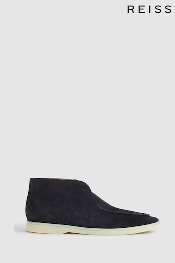 Reiss Navy Kason Mid Suede Slip-On Boots 50mm (998751) | £188