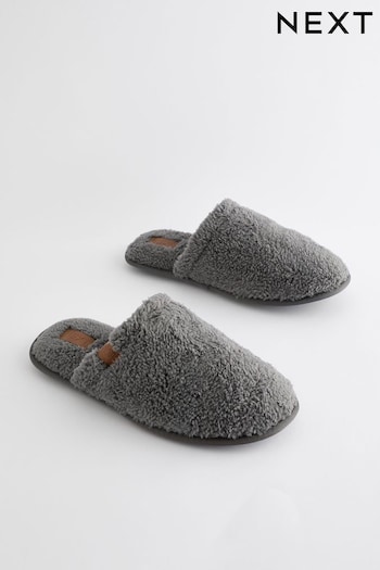 Grey Towelling Mule Slippers (998796) | £14