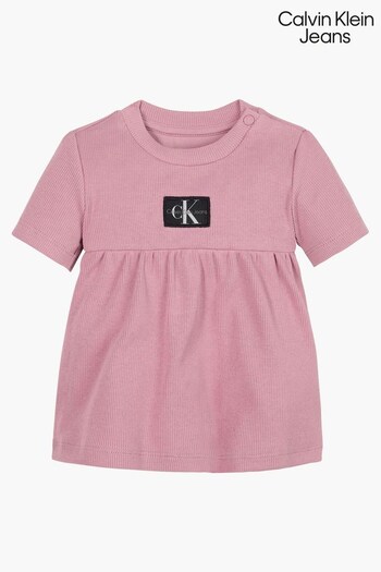 Calvin Klein Jeans Baby Pink Rib Dress (998804) | £55