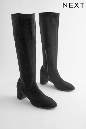 Black Extra Wide Fit Forever Comfort® Sock Block Knee High Boots (999064) | £65