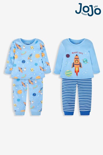 JoJo Maman Bébé Blue 2-Pack Space Pyjamas (999088) | £29.50