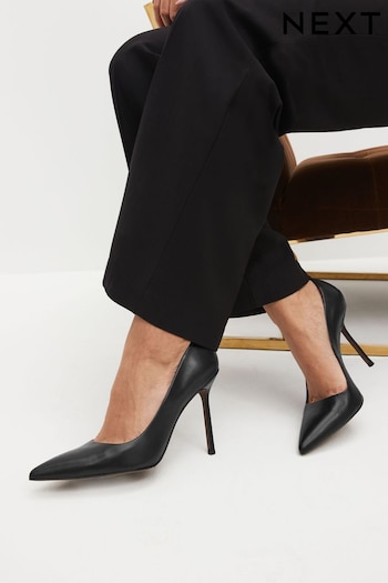 Black Forever Comfort Leather Point Toe Court Shoes MRL996KC (999399) | £48