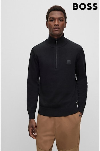 BOSS Black Zip Neck Cashmere Blend Knitted Jumper (999571) | £129