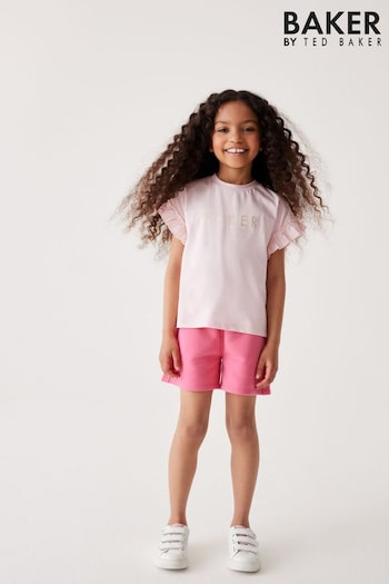 Baker by Ted Baker Lilac Purple Frilled T-Shirt and Short Set (999651) | £28 - £34