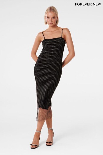 Forever New Black Bella Embellished Mesh Dress (999712) | £120