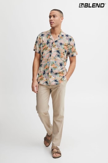 Blend Brown Retro Tropical Printed Resort Short Sleeve Shirt (999854) | £35