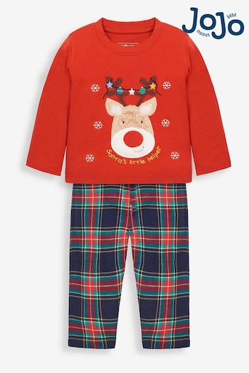 JoJo Maman Bébé Red Reindeer Tartan Pyjama (9DZ360) | £21