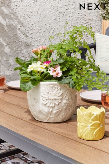 White Outdoor Fresh Blooms Ceramic Planter (9G6621) | £20