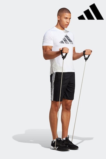 adidas bask Black Train Essentials Piqué 3-Stripes Training Shorts (9X4709) | £23