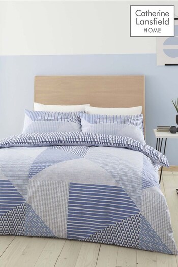 Catherine Lansfield Blue Larsson Geo Reversible Duvet Cover and Pillowcase Set (A00052) | £16 - £26