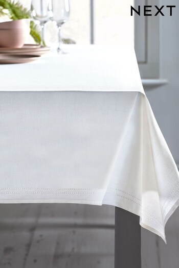 White Cotton Linen Blend Table Cloth (A00257) | £28 - £36