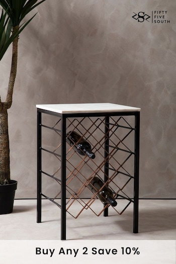 Fifty Five South White Templar Wine Rack Table With Marble Top (A00543) | £220
