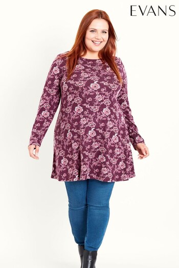 Evans Red Floral Tunic (A00574) | £38