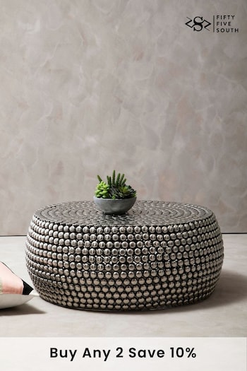 Fifty Five South Silver Templar Beaded Iron Coffee Table (A00635) | £570