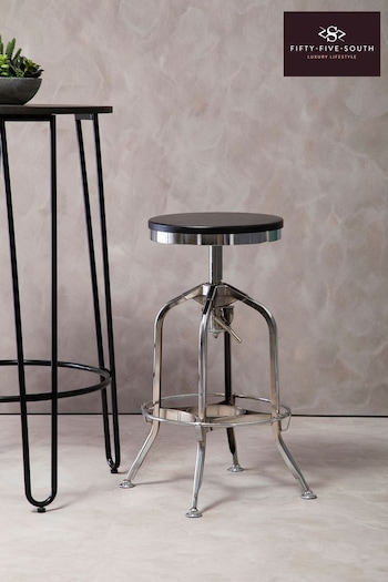 Fifty Five South Black Gator Metal Height Adjustable Bar Stool (A01108) | £300