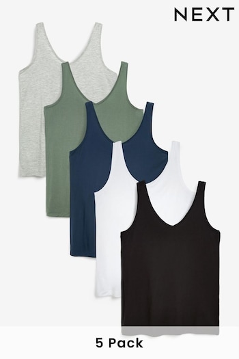 Black/White/Grey/Blue/Green Slouch Vests 5 Pack (A01865) | £37.50