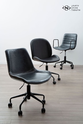 Fifty Five South Grey Forbes Leather Effect Office Chair (A01898) | £140