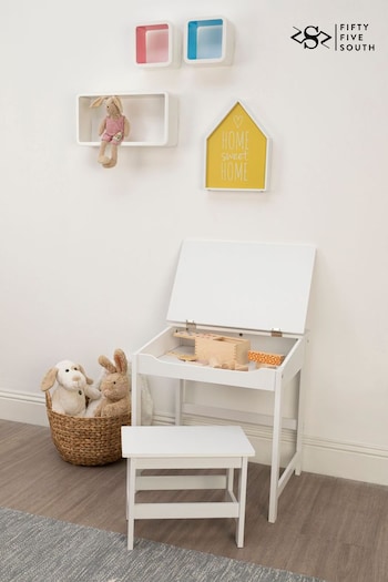 Fifty Five South White Kids Desk And Stool Set (A01907) | £135