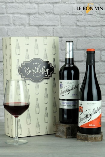 Le Bon Vin Happy Birthday Rioja Twin Wine Gift Box (A02193) | £35